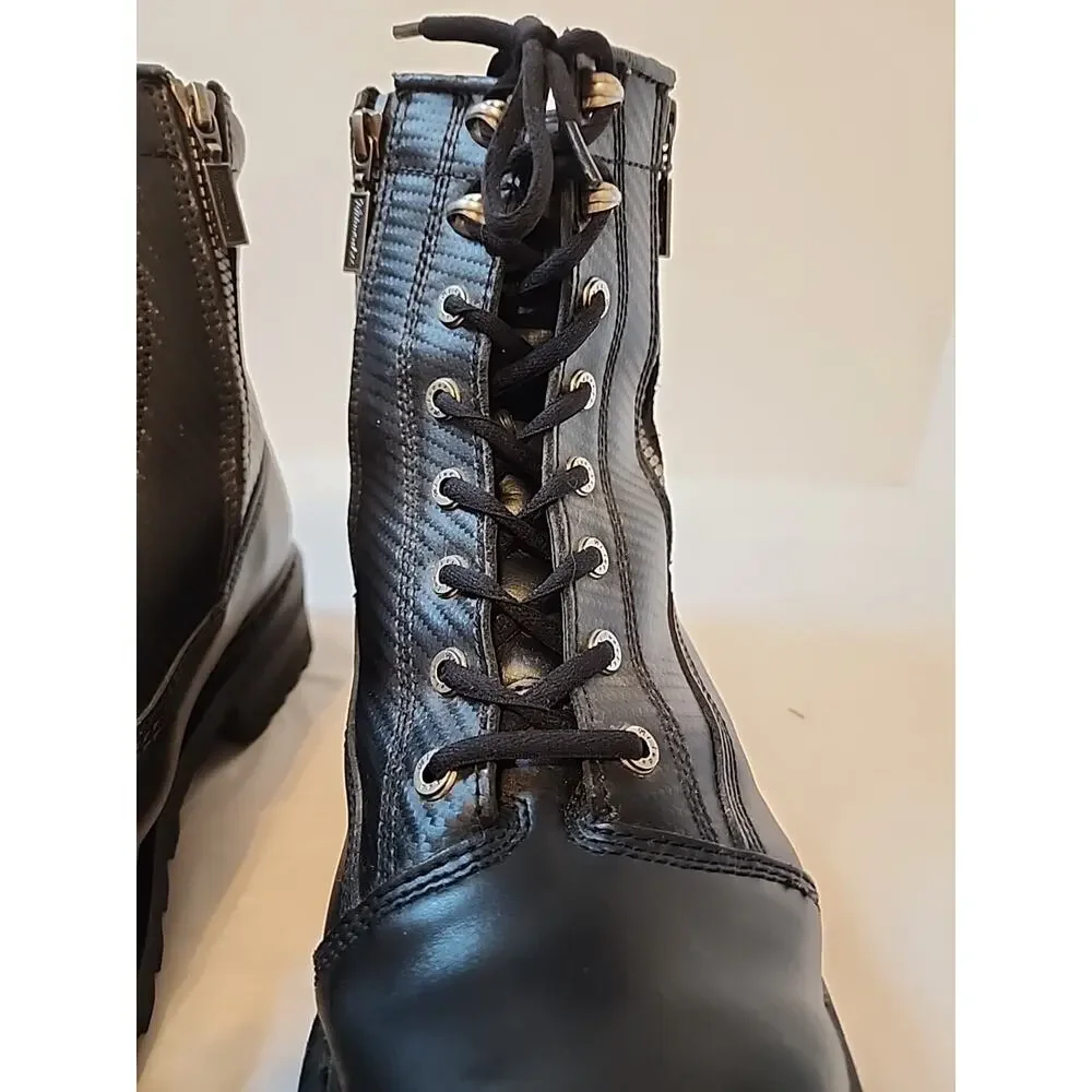 Milwaukee MB408 Accelerator Mens Size 12 Black Leather Dual Zip Motorcycle Boots